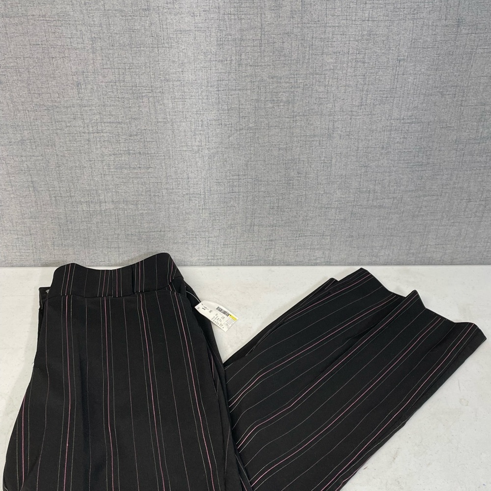 Fashion Bug Black Striped Straight Leg Pants
